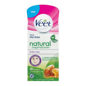 VEET Voskové pásiky na tvár s argánovým olejom 20 kusov + 4 obrúsky Luminous finish