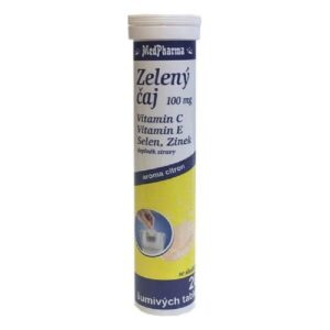 MEDPHARMA Zelený  čaj 100 mg + Vitamín E, C + Se + Zn 20 šumivých tabliet