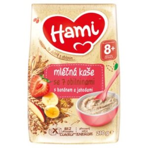 HAMI mliečna kaša so 7 obilninami s banánom a jahodami 210 g