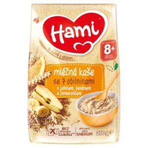 HAMI mliečna kaša so 7 obilninami s jablkom, banánom a pomarančom 210 g