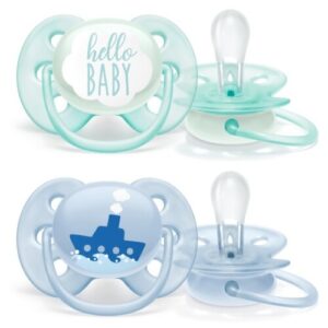 AVENT Cumlík 0-6m ultra soft text chlapec 2 kusy