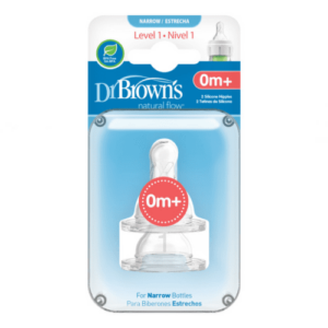 DR. BROWN´S Náhradné cumlíky options+ level 1, narrow, silikónové, 0m+ 2 kusy