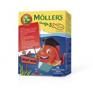 MOLLERˇS Omega 3 želé rybičky príchuť malina 45 kusov