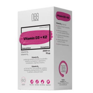 NESVITAMINS Vitamín D3 2000 I.U. + K2 70 µg 60 kapsúl + darček 30 kapsúl ZADARMO