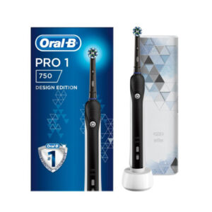ORAL-B Pro 1 750 black design edition elektrická zubná kefka + cestovné puzdro set
