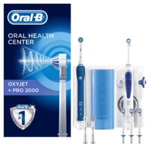 ORAL-B Pro 2000 + oxyjet elektrická zubná kefka + 2 hlavice + ústna sprcha + 3 hlavice set