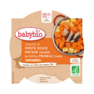 BABYBIO Batáty s mäsom z perličky a slivkami príkrm menu od ukonč. 15. mesiaca 260 g