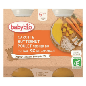 BABYBIO Mrkva s tekvicou kuraťom a ryžou príkrm od ukonč. 6. mesiaca 2 x 200 g