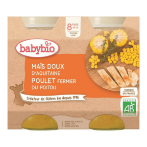 BABYBIO Sladká kukurica s kuracím mäsom príkrm menu od ukonč. 8. mesiaca 2 x 200 g