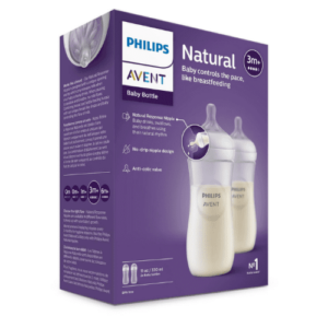 AVENT Fľaša natural response 330 ml priehľadná cumlík pre podporu rytmu pitia 3m+ 2 ks