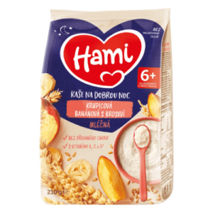 HAMI Mliečna kaša krupicová banánová s broskyňou 210 g