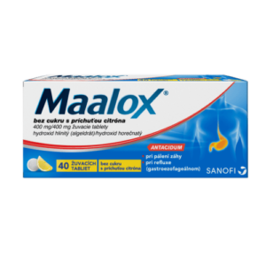 MAALOX Bez cukru citrón 40 žuvacích tabliet