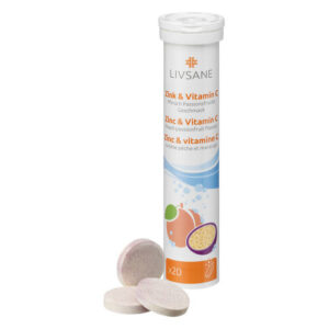 LIVSANE Zinok a vitamín C broskyňa múčenka 20 šumivých tabliet