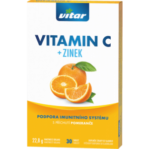VITAR Vitamín C + zinok s príchuťou pomaranča 30 tabliet