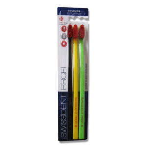SWISSDENT Profi colours soft-medium zubná kefka 2+1 zdarma davos reddot design 3 ks