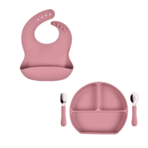 MARTONS Silikónová jedálenská sada 4-dielna dark pink set