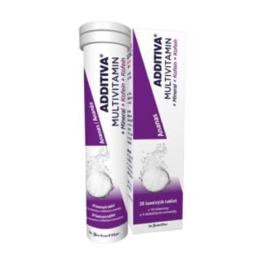 ADDITIVA Multivitamín + minerál + kofein, ananás 20 šumivých tabliet